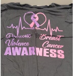 Domestic Violence Breast Cancer Awareness T-Shirt Gray 4X October Warrior Tee